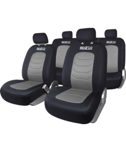 SET COMPLETO SPC1019 COPRISEDILI AUTO UNIVERSALI NERO E GRIGIO RIGHE